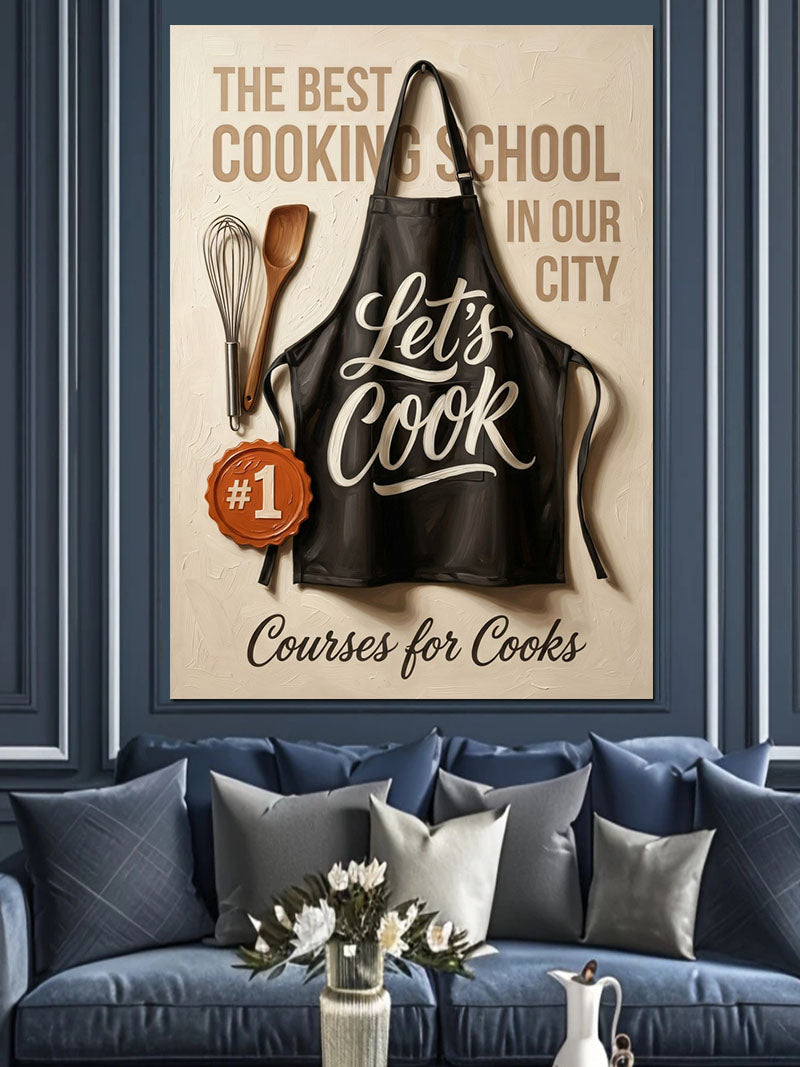 Let's Cook Önlüklü Mutfak Posteri Kanvas Tablo