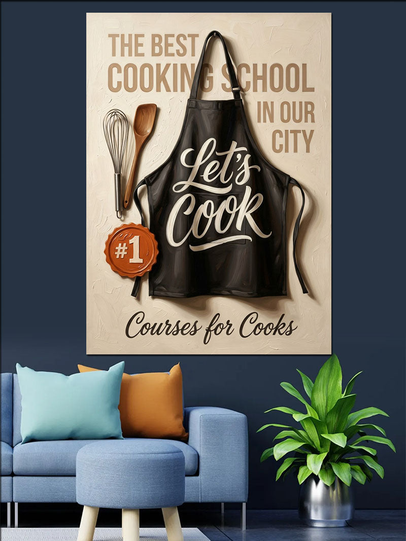 Let's Cook Önlüklü Mutfak Posteri Kanvas Tablo