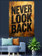 Never Look Back Yazılı Eskitme Tabela Kanvas Tablo