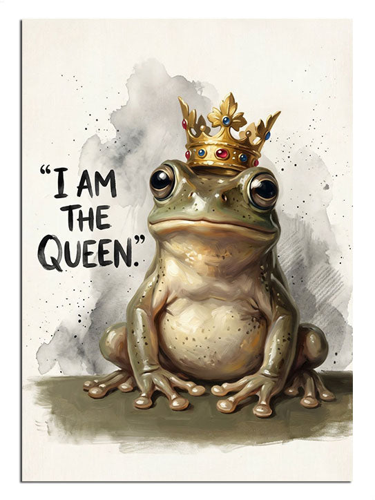 Taçlı kurbağa ve I AM THE QUEEN yazılı
