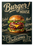 Burger HOUSE ve hamburger ve yazılı poster