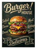 Burger HOUSE ve hamburger ve yazılı poster