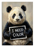 I NEED COLOR yazılı tabela tutan panda