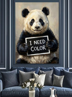 I NEED COLOR Yazılı Panda Kanvas Tablo