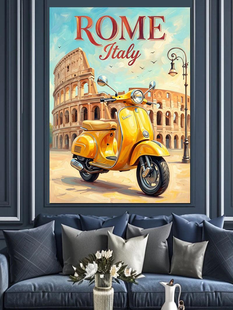 Roma Kolezyum ve Sarı Poster Kanvas Tablo