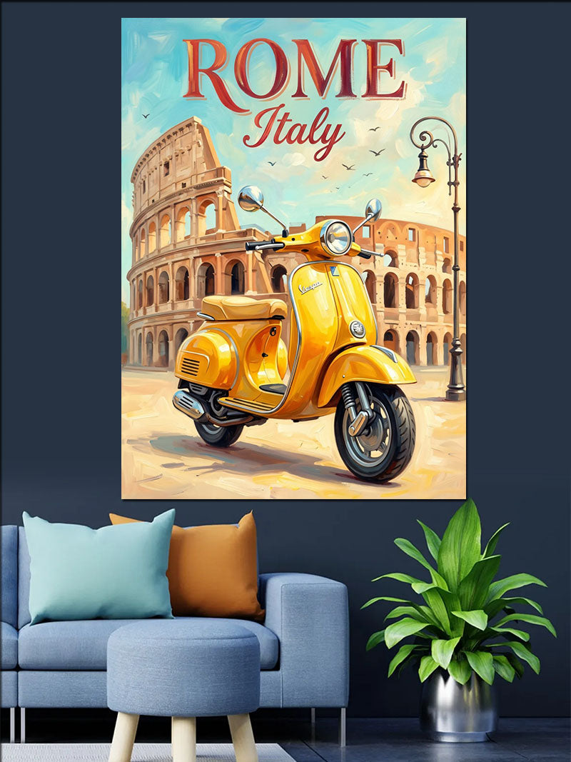 Roma Kolezyum ve Sarı Poster Kanvas Tablo