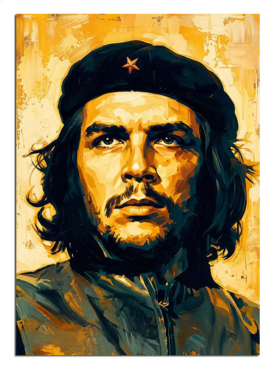 Bereli ve sarı fonlu Che Guevara portresi