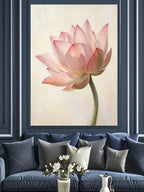 Pembe Lotus Çiçeği Tek Büyük Kanvas Tablo