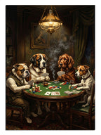 Pokerde oynayan dört köpek