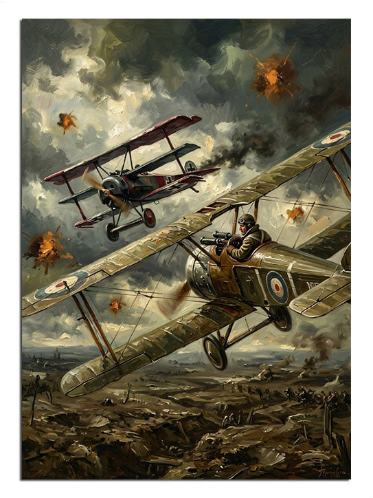 Savaşta iki eski uçak dogfight ve patlamalı