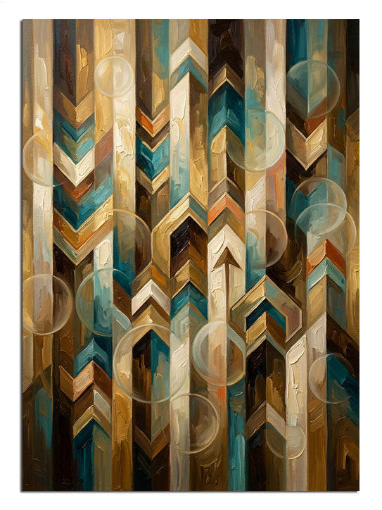 Mavi ve kahve ve altın ve geometrik zigzag ve art deco desen