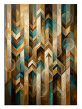 Mavi ve kahve ve altın ve geometrik zigzag ve art deco desen