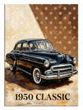 1950 CLASSIC siyah klasik araba ve ışıklı poster