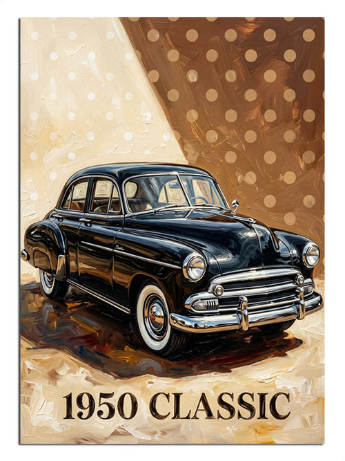 1950 CLASSIC siyah klasik araba ve ışıklı poster