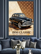 1950 CLASSIC Siyah Klasik Araba Poster Kanvas Tablo