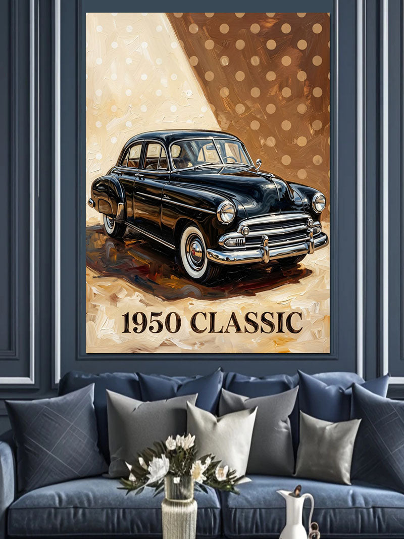 1950 CLASSIC Siyah Klasik Araba Poster Kanvas Tablo