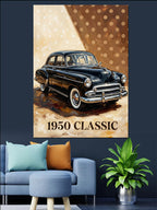 1950 CLASSIC Siyah Klasik Araba Poster Kanvas Tablo