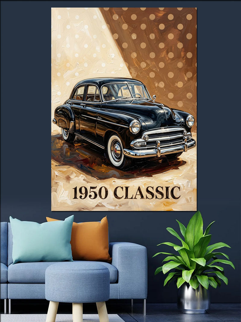 1950 CLASSIC Siyah Klasik Araba Poster Kanvas Tablo