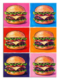 Renkli pop art burger altılı ve kareli