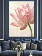 Pembe Lotus Tek Büyük Çiçek Kanvas Tablo
