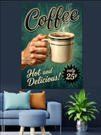 Coffee Hot and Delicious Kahve Fincanı Tutan El Kanvas Tablo