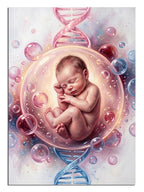 Balon içinde ve DNA ve pembe ve uyuyan bebek