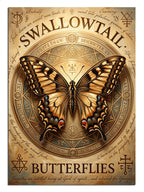 SWALLOWTAIL BUTTERFLIES yazılı ve kelebekli ve antik kağıt