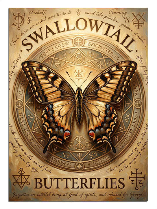 SWALLOWTAIL BUTTERFLIES yazılı ve kelebekli ve antik kağıt