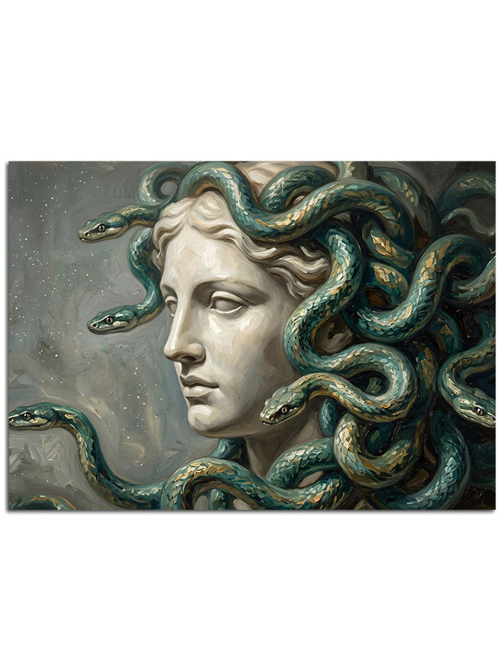 Mitolojik Medusa figürü heykel çalışması.