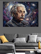 Yıldızlar Arasında Albert Einstein Portresi Kanvas Tablo