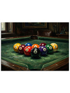 Yeşil çuha üzerinde bilardo topları.