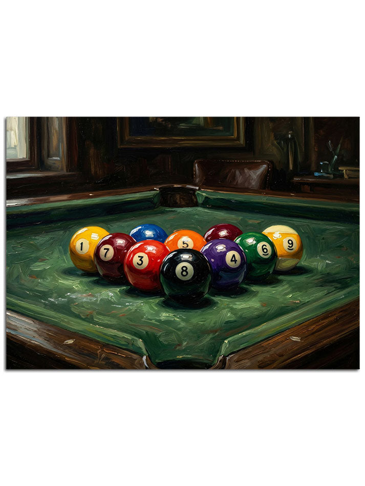 Yeşil çuha üzerinde bilardo topları.
