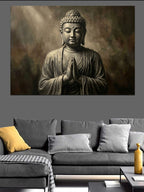 Meditasyon Yapan Taş Budha Heykeli Kanvas Tablo