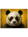 Sarı arka planda havalı panda.