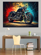 Renkli Sıçramalı Modern Motosiklet Tablosu Kanvas Tablo