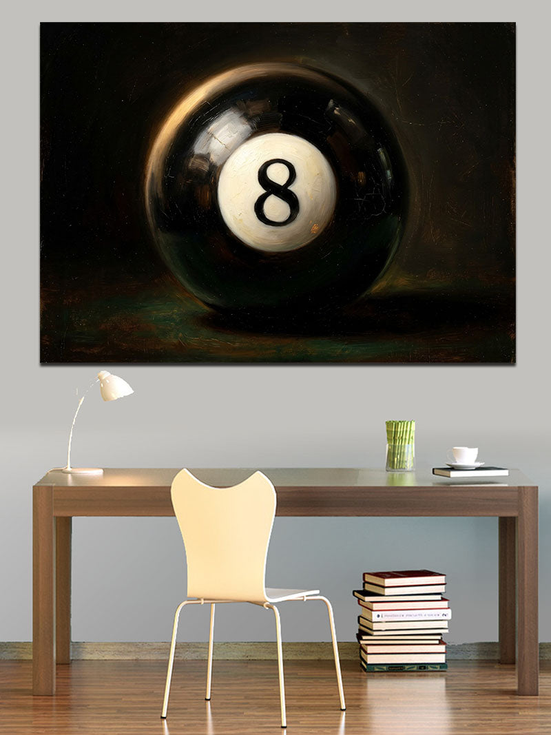 8 Numaralı Siyah Bilardo Topu Kanvas Tablo