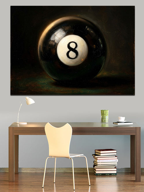 8 Numaralı Siyah Bilardo Topu Kanvas Tablo