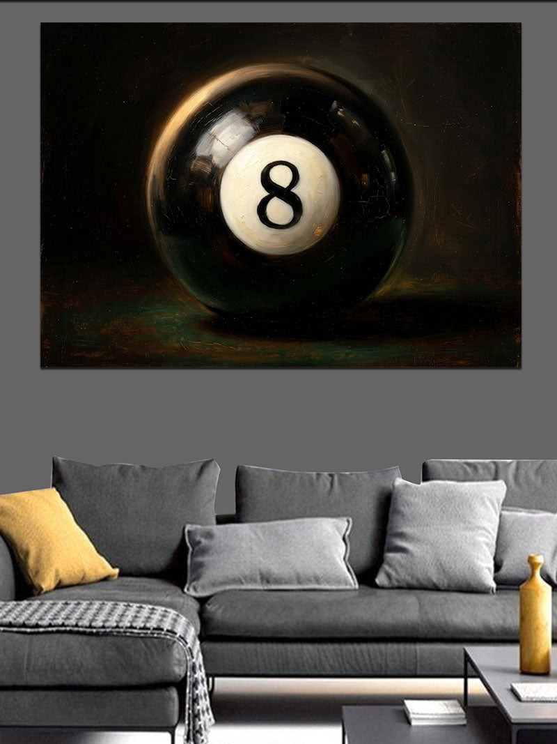 8 Numaralı Siyah Bilardo Topu Kanvas Tablo