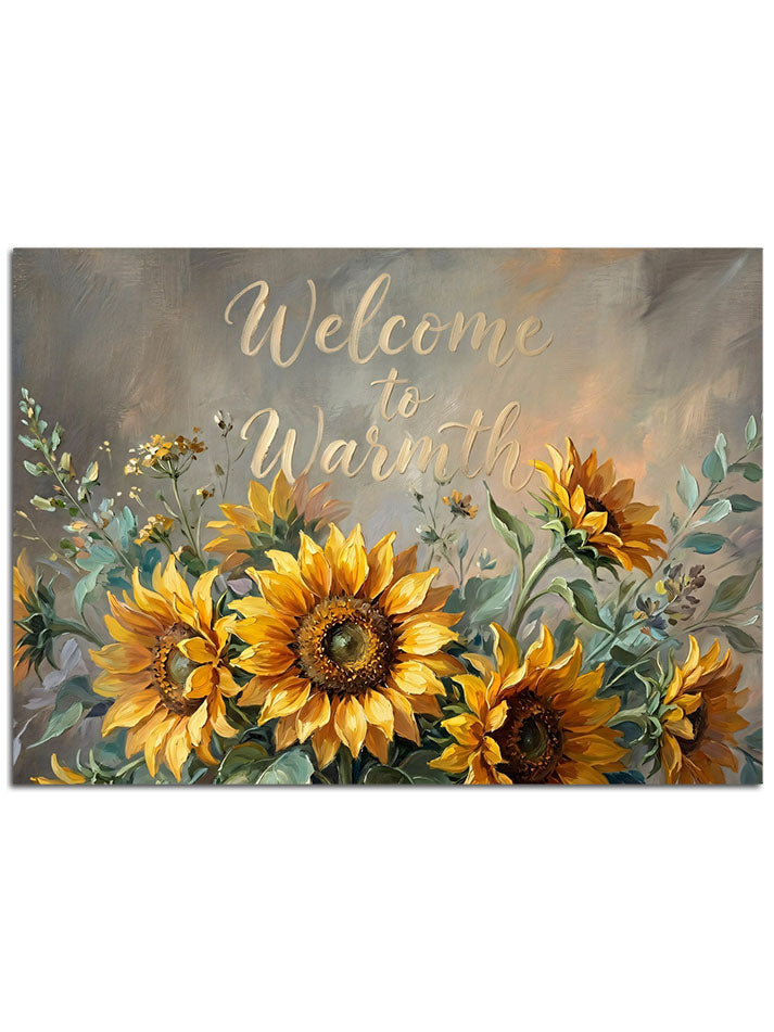 "Welcome" yazılı sıcak karşılama panosu.