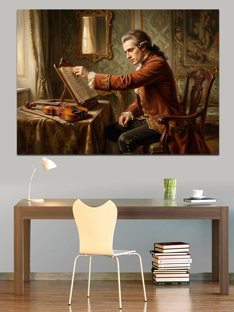 Atölyesinde Resim Yapan Klasik Ressam Kanvas Tablo