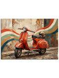 Duvar önünde nostaljik italyan motoru.