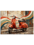 Duvar önünde nostaljik italyan motoru.