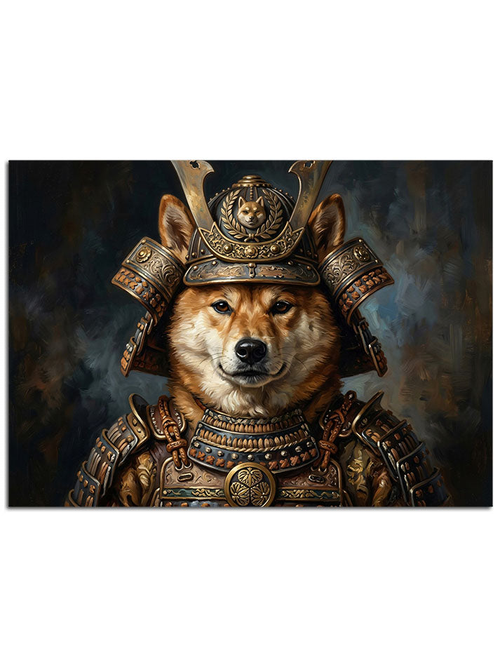 Japon savaşçı kıyafetli shiba inu.