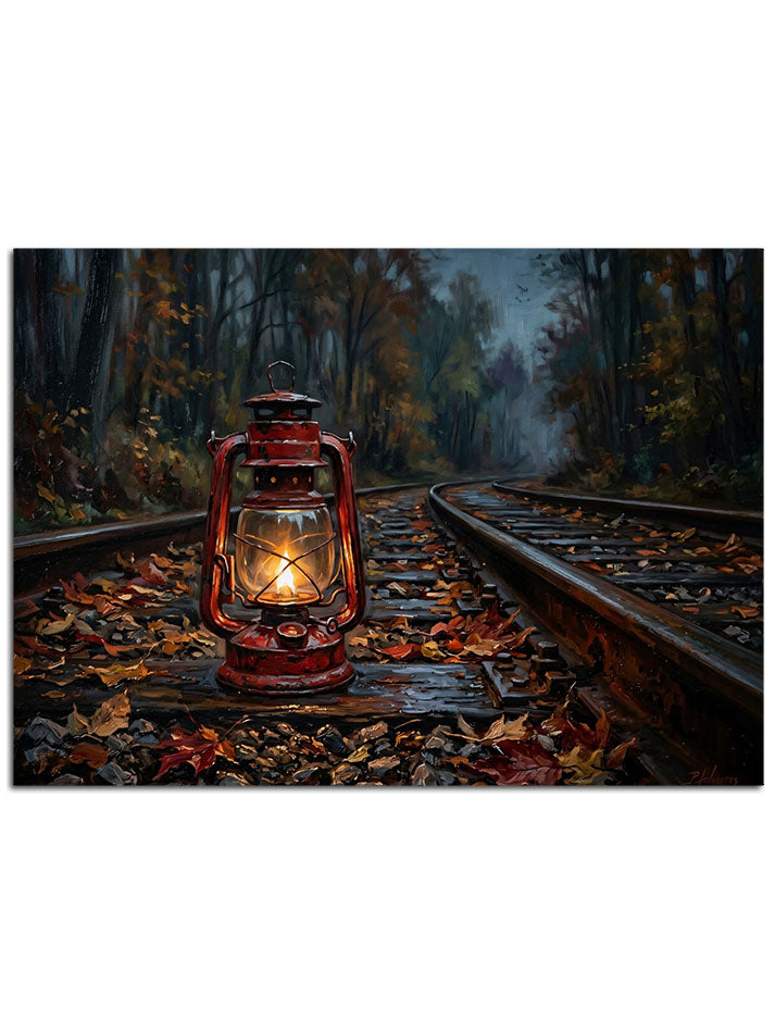 Gece vakti sisli yol ve ışık.