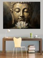 Altın Işıklı Ve Meditasyonlu Budha Kanvas Tablo