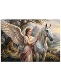 Mitolojik pegasus ve koruyucu melek.