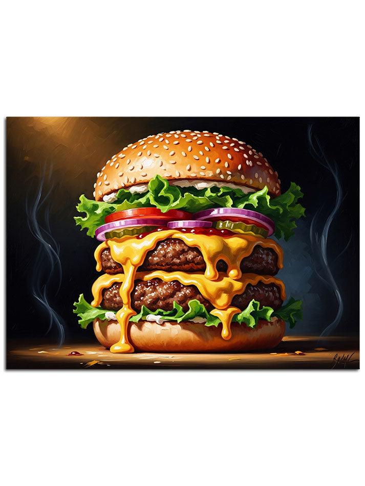İştah açıcı devasa gurme hamburger.