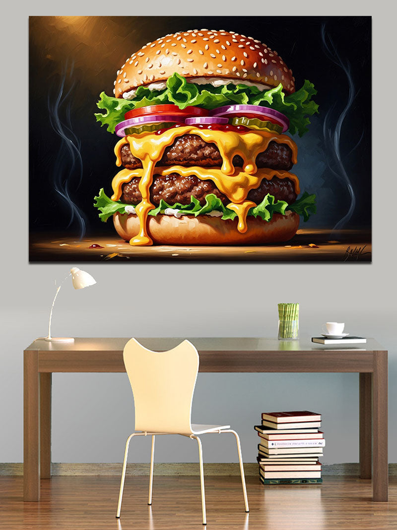 Üst Üste Çok Katlı Burger Kanvas Tablo