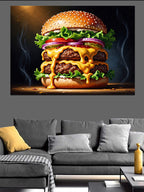Üst Üste Çok Katlı Burger Kanvas Tablo