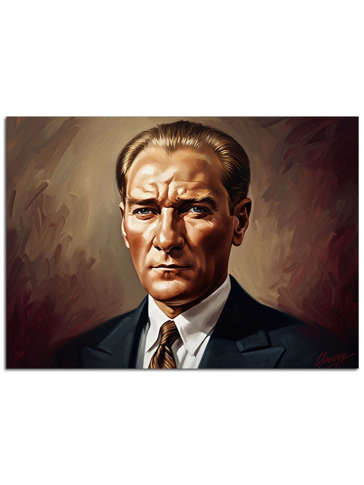 Takım elbiseli karizmatik lider Atatürk.